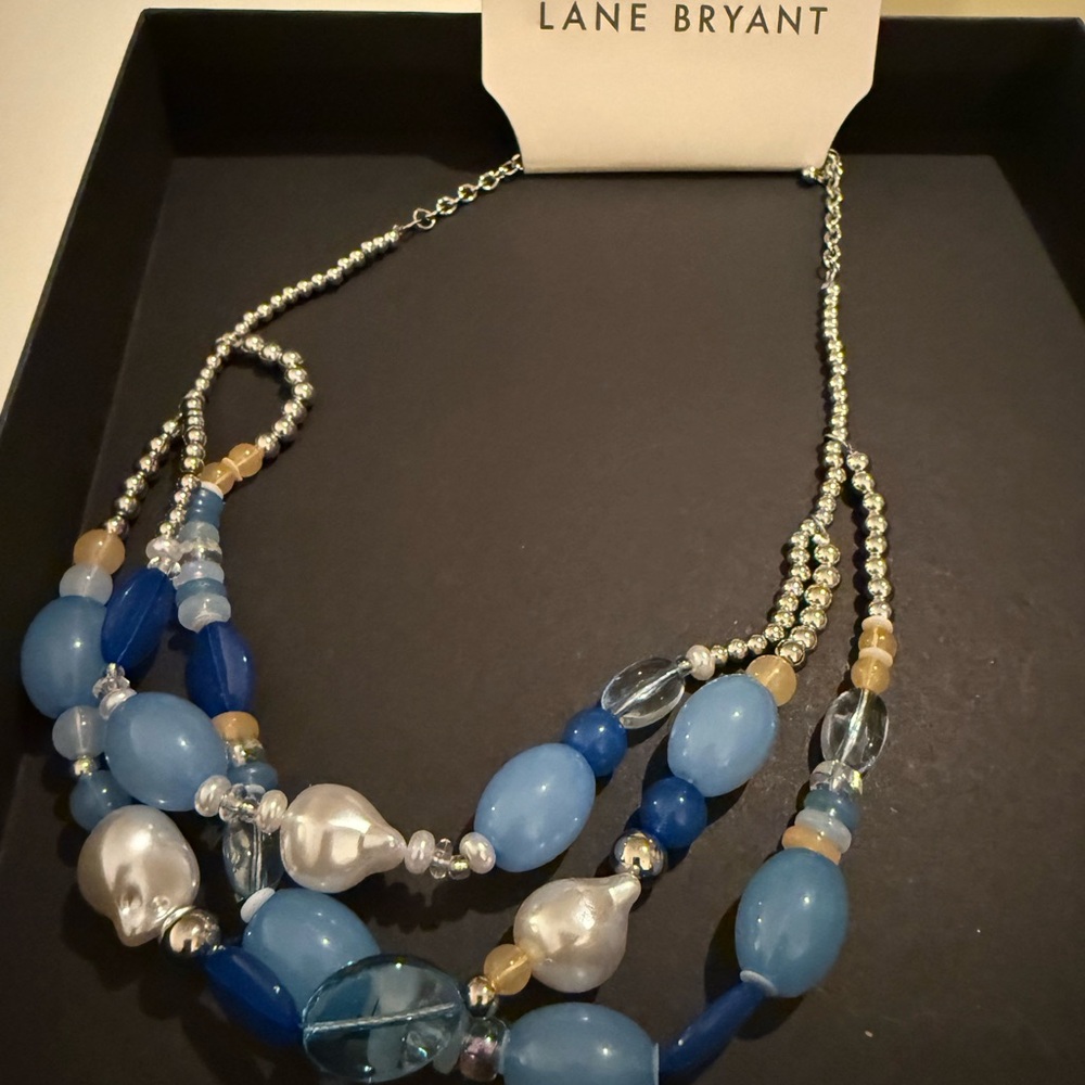 Lane Bryant Elegant Blue and Gold Necklace